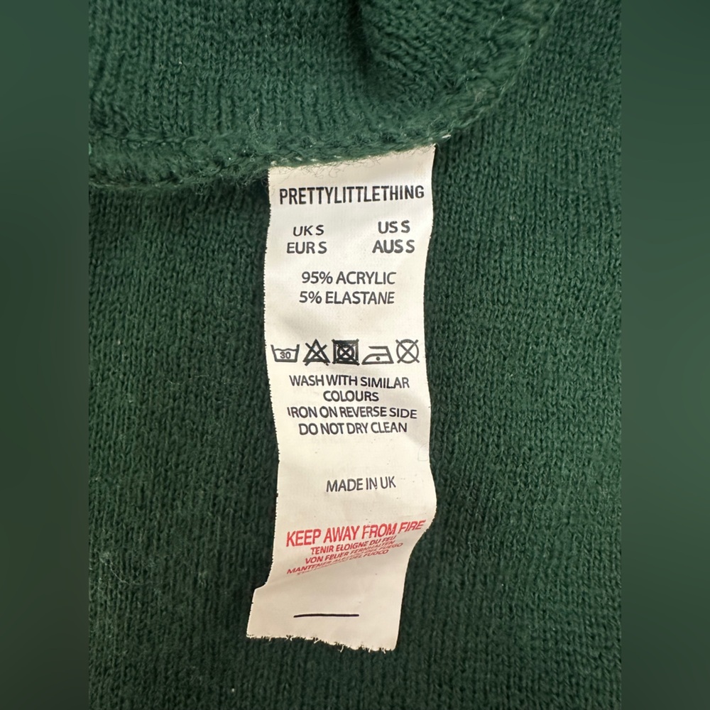 PRETTYLITTLETHING Loose Knit Forest Green Joggers SIZE SMALL Stretch Cozy Winter - Picture 6 of 6